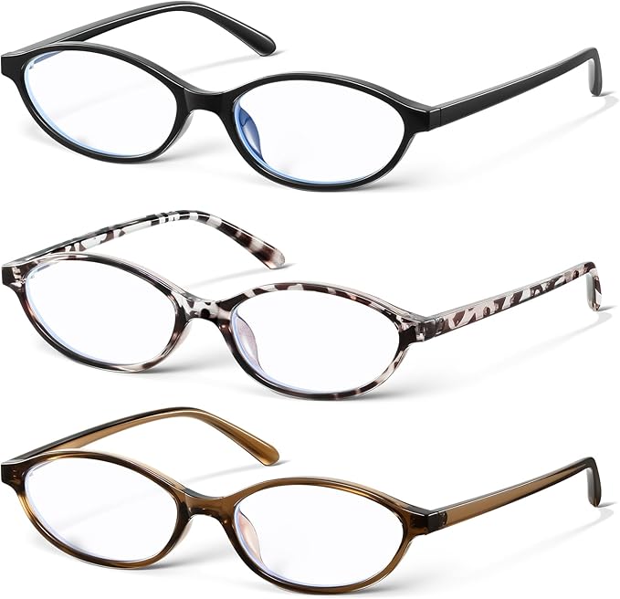 KUGUAOK Retro Oval Blue Light Blocking Glasses for Women 90s Small Cat Eye Eyeglasses Frame TV Bluelight Glasses