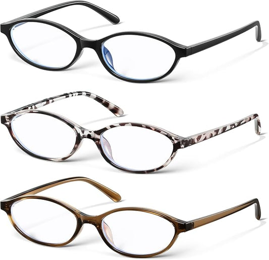 KUGUAOK Retro Oval Blue Light Blocking Glasses for Women 90s Small Cat Eye Eyeglasses Frame TV Bluelight Glasses