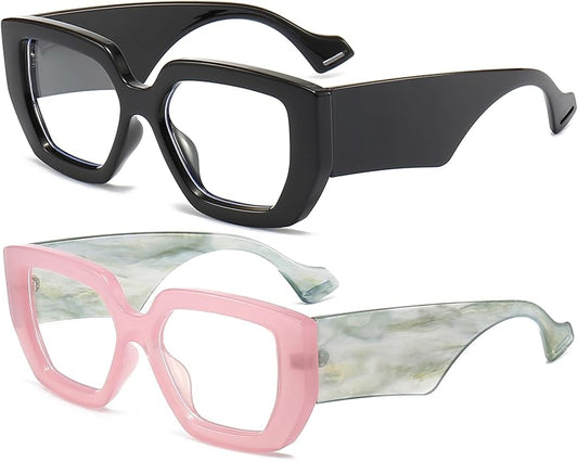 AIEYEZO Thick Frame Blue Light Glasses Men Women, Fashion Square Computer Eyeglass Anti Eyestrain & Prevent Headache