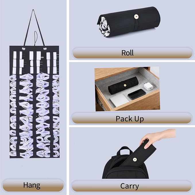 2026 USB Cable and Charger Organizer Kit for Home/Office/Travel Cords Organizer Essentials, Space-Saving Storage Box, Carry Hang and Fold Available