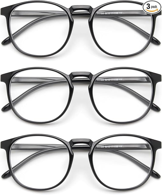 IBOANN Chic & Comfy Blue Light Glasses for Women - 3-Pack Round Frames, Screen-Ready Style with UV Protection Coating