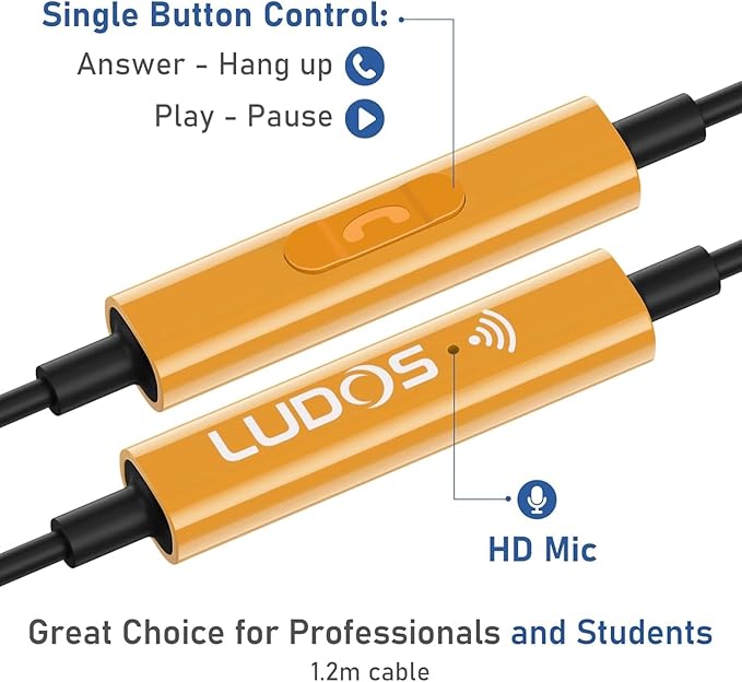 LUDOS Clamor USB C Headphones for iPhone 17 16 15 Pro Max Plus Air iPad Pro, 5 Years Warranty, USB-C Earbuds for Samsung Galaxy S26 S25 S24 S23 Ultra S22 S21 FE S20 A55 A54 A53, USB Type C Earphones