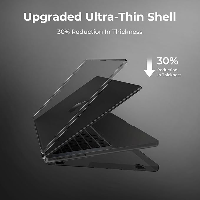 EooCoo Case Compatible with MacBook Pro 14 inch M5 2026-2021 M4 M3 M2 M1 Pro/Max Chip, Hard Shell Cases with Keyboard Cover, Screen Protector - Crystal Black