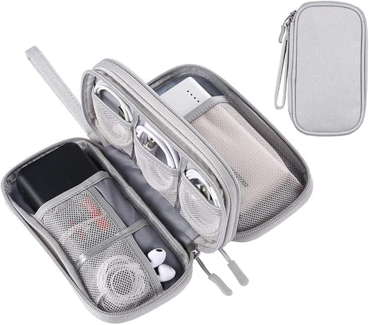 DDgro Travel Essentials for Men Women, Electronics Organizer Pouch Bag for Tech Accessories/Charger & Cords/Cables (Small, Light Gray)