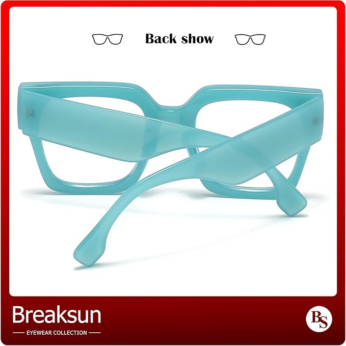 Breaksun Fashion Oversized Blue Light Blocking Glasses for Women Men Trendy Big Square Frame Computer Eyeglasses