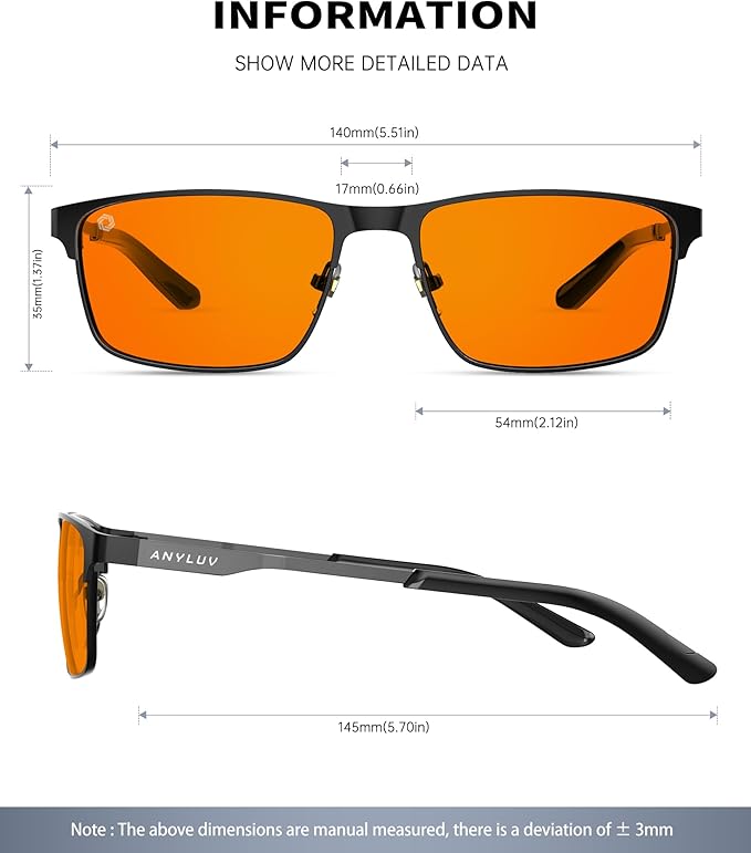 ANYLUV Blue Light Glasses for Men/Women, Lightweight Blue Light Blocking Glasses, Anti-Eye Strain Computer Glasses for Gaming