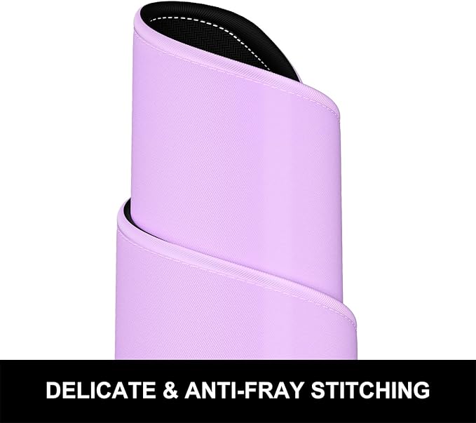 Hsurbtra Desk Pad, 32" x 16" Premium-Textured Desk Mat, Stitched Edge Anti-Slip Waterproof Rubber Mouse Pad, L Extended Computer Mat for Office Gaming Laptop Keyboard Vanilla Purple