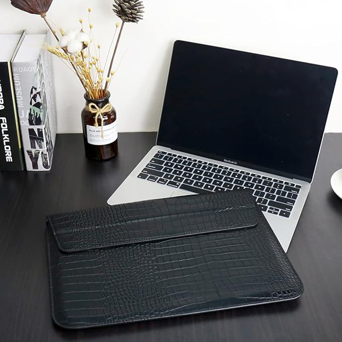 PU Leather Flap Style Case Laptop Sleeve for MacBook Neo 13 A3404 Air 13.6 inch 2026-2022 M5 A3449 M4 A3240 M3 A3113 M2 A2681 Air 13 2018-2021 Notebook Bag for Mac Pro 13 2016-2022, Black
