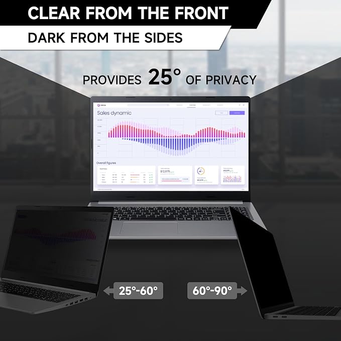 15.6 Inch 16:10 Laptop Privacy Screen Filter, Anti Blue Light Glare & Anti Scratch Computer Privacy Shield for 15" with 1920x1200 Aspect Ratio Laptop