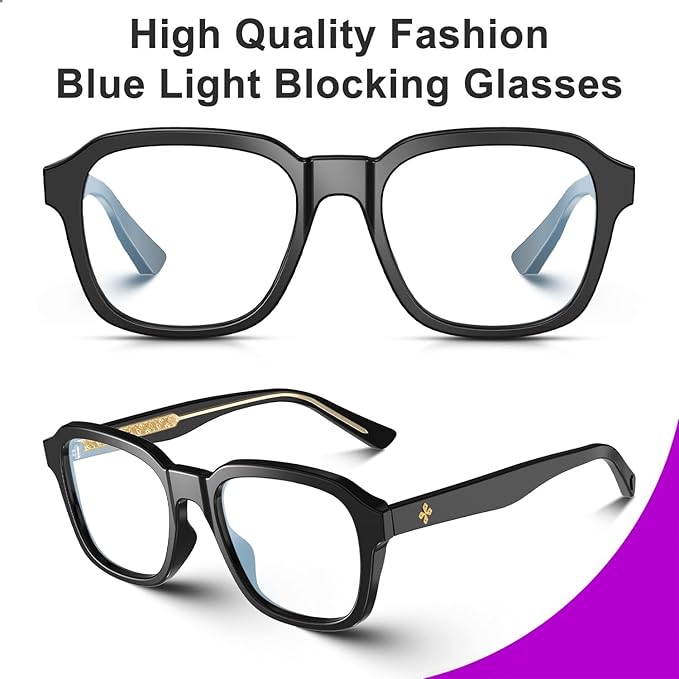 VISOONE Oversized Square Blue Light Blocking Glasses Fashion Computer Eyewear for Women and Men BENNETT