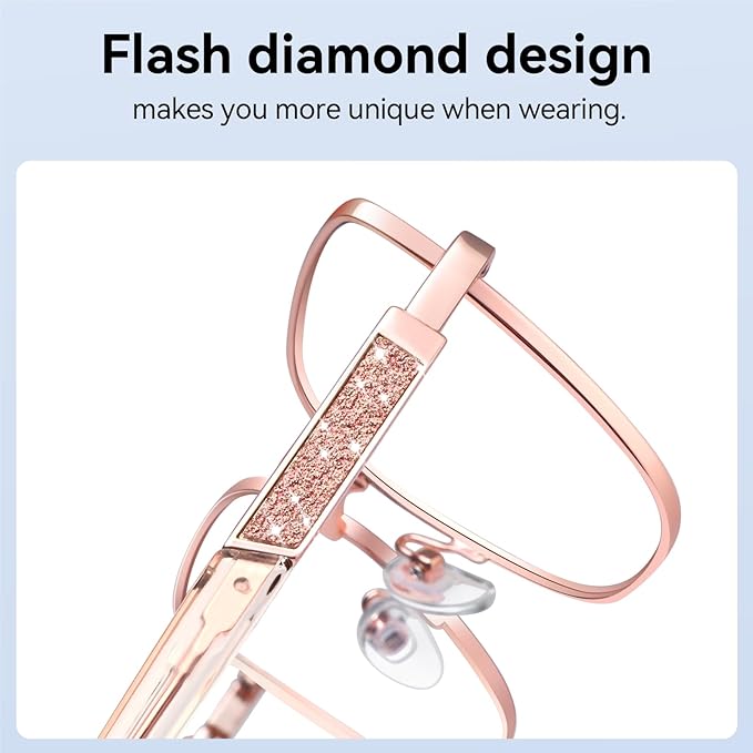 Dollger Pink Oversized Square Blue Light Blocking Glasses for Women Trendy Oversized Computer Gaming Eyeglasses Cat Eye Metal Frame bluelight glasses Rose Gold