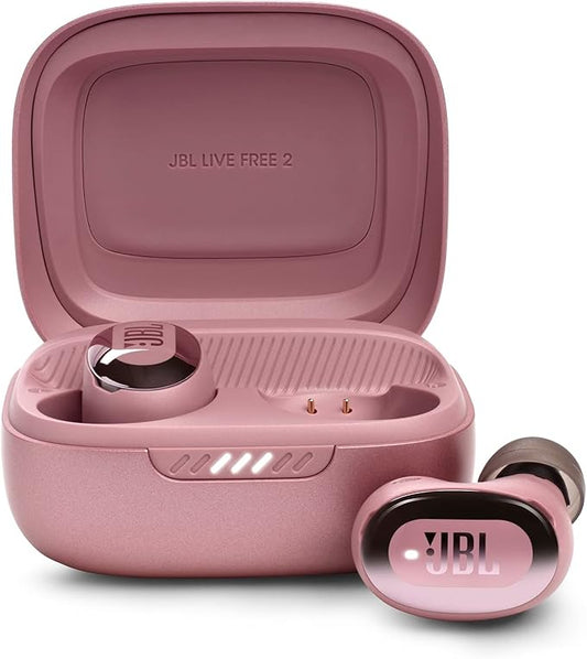 JBL Live Free 2 - True Wireless Noise Cancelling Earbuds, Up to 35hrs of Playtime, 6 mics for Perfect Calls with Zero Noise, IPX5 Waterproof, Oval Tubes for Better Comfort, Isolation, & bass (Rose)