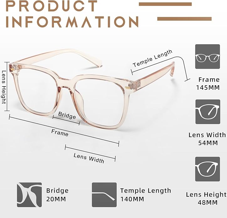 PANNER Oversized Square Blue Light Blocking Glasses for Women Men Anti Glare Reduce Eyestrain Computer Glasses