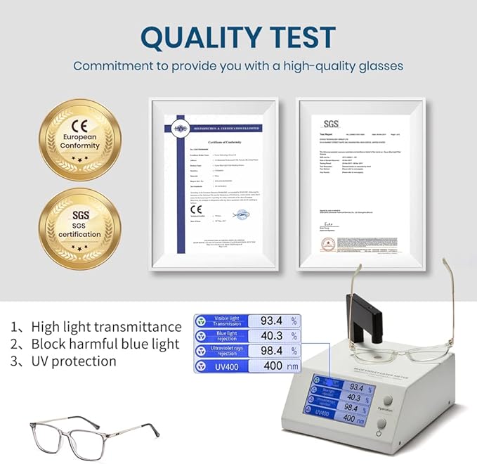 Cyxus Blue Light Blocking Glasses Men Woman Square TR90 Frame Anti Eyestrain Office Computer Gaming Study 8208