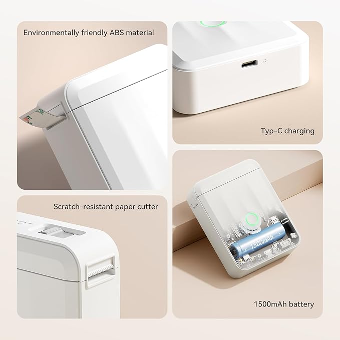 NIIMBOT Label Maker Machine Bluetooth Label Printer for School Home Office Organization, Wireless Mini Labeler D110 Upgraded Version, Label Machine with 3 Label Tapes, White