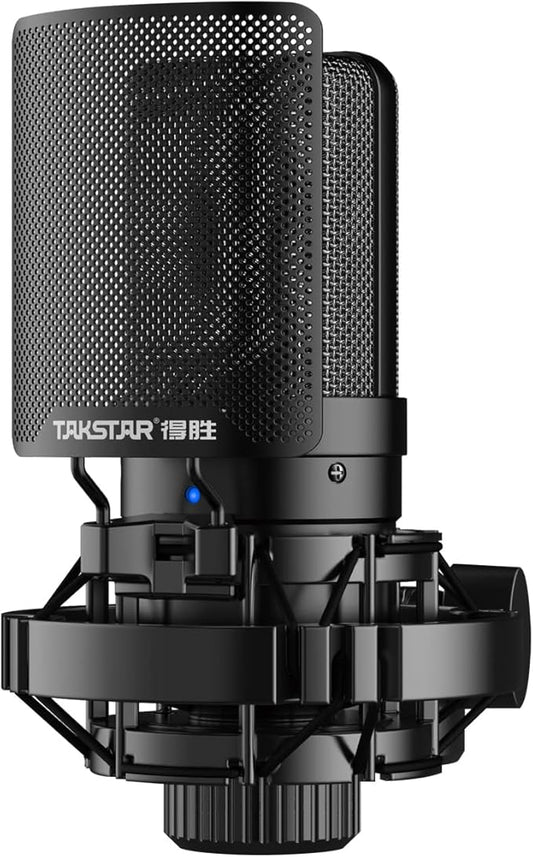 TAKSTAR Professional Recording Microphone, XLR 16mm Condenser Diaphragm Microphone with Anti-Vibration Mount, POP Filter for Vocal, Instruments, Stage, Streaming, Gaming, Video Dubbing, SM-8B II