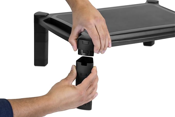 Mount-It! Desktop Computer Monitor Riser - Height Adjustable Tabletop Stand Shelf for PC and Laptop Displays and Printers, 19 x 13 Inch, 6.6” High, Black, MI-7851
