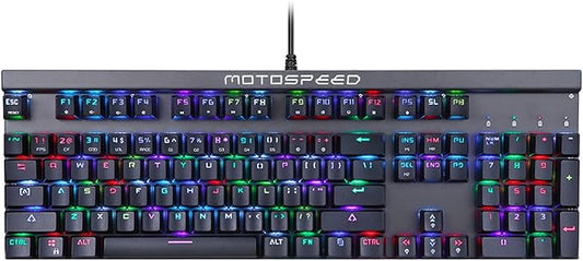 MOTOSPEED CK103 RGB LED Backlit Wired Mechanical Gaming Keyboard, 103 Keys Hot-Swap Mechanical Keyboard w/Aluminum Base, Upgraded Socket and Noise Absorbing Foams, Soft Tactile Red Switch ﻿