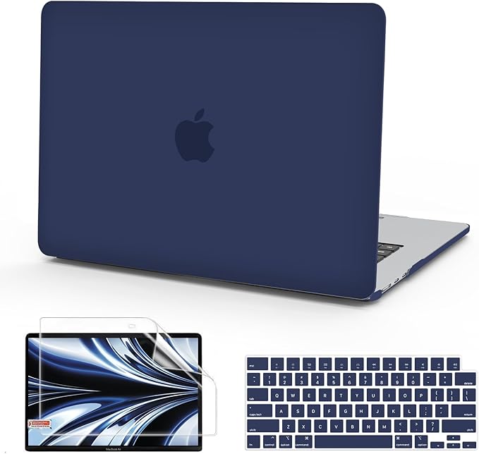 B BELK Compatible with MacBook Air 13.6 inch Case M5 2026 2025 2024 2023 2022 M4 M3 M2 A3449 A3240 A3113 A2681 Liquid Retina Display, Plastic Hard Shell Case+Keyboard Cover+Screen Protector, Navy Blue