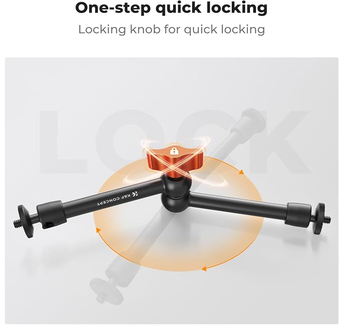 K&F CONCEPT 9.8" Magic Arm, 1/4" Screw Camera Mount Arm 360° Ball Heads for DSLRs, Monitor, Flash, LED Light, Microphone, Camera Cage, Action Camera - Image 6