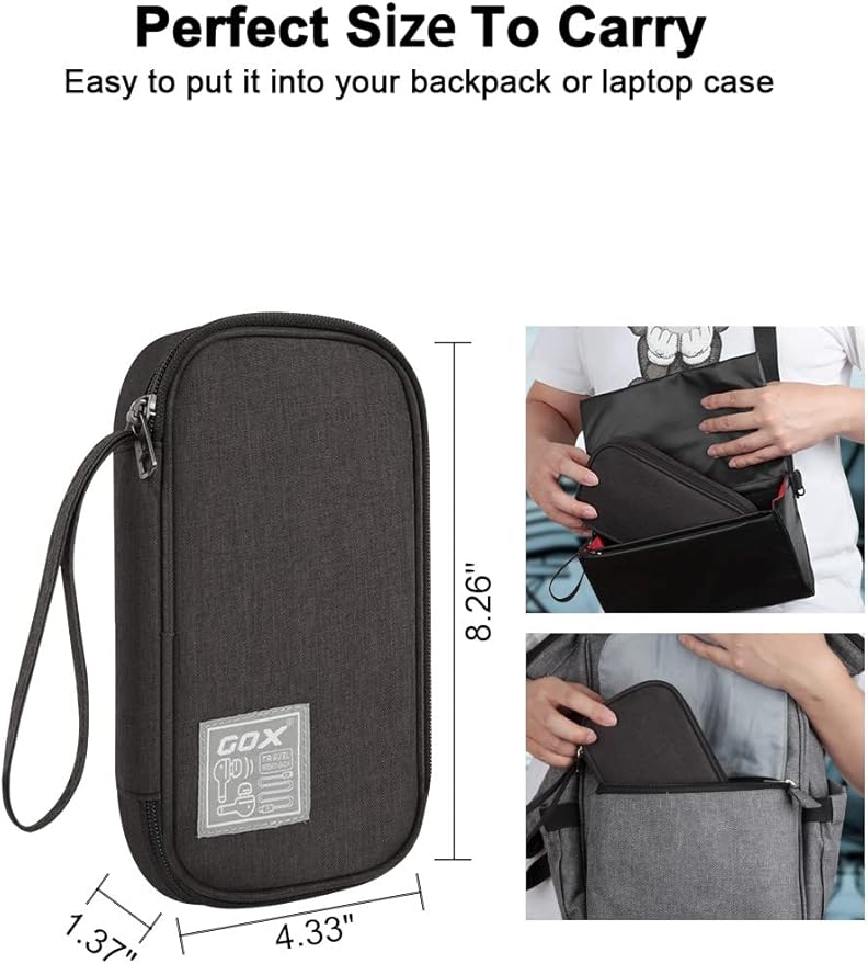 GOX Cord Organizer travel Cable Organizer Tech Pouch Electronics Case Charger Bag for Men Small Carry Box SD Card Cases Storage