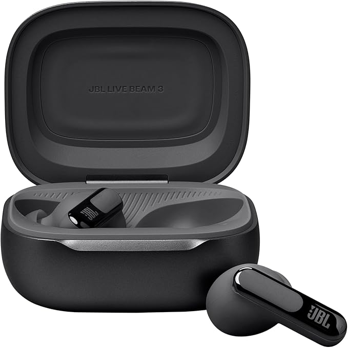 JBL Live Beam 3 - True Wireless Noise-Cancelling Stick-Closed Earbuds, 48Hrs Total Playback, Wireless Charging, 6 Mics for Perfect Calls, Multi-Point Connection, IP55 Waterproof and dustproof (Black)