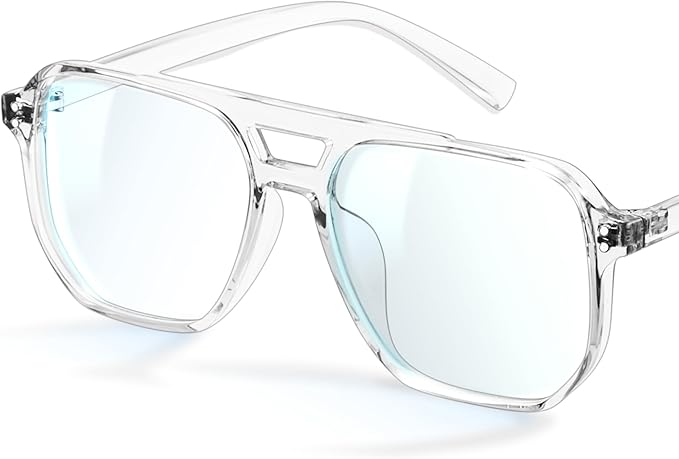 livho Retro Aviator Blue Light Blocking Glasses for Women Men with Soft Case, Trendy Rectangle Computer Eyeglasses
