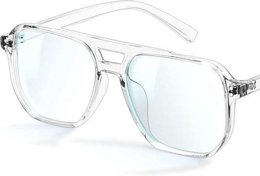 livho Retro Aviator Blue Light Blocking Glasses for Women Men with Soft Case, Trendy Rectangle Computer Eyeglasses