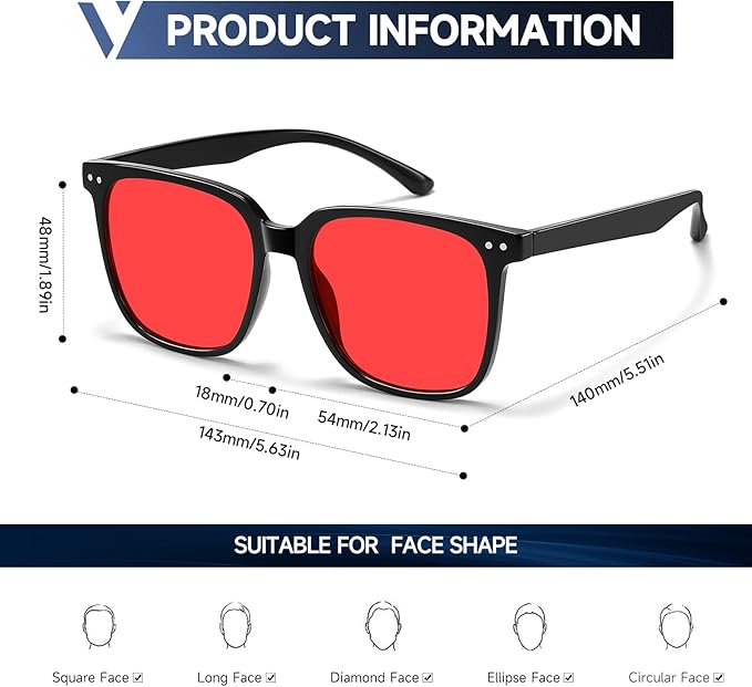 Blue Light Blocking Glasses for Gaming & Computer, Anti Eyestrain Red Tinted Lens Blue Blockers for Men & Women, Lightweight TR90 Large Frame Sleep Glasses to Relieve Fatigue & Dry Eyes