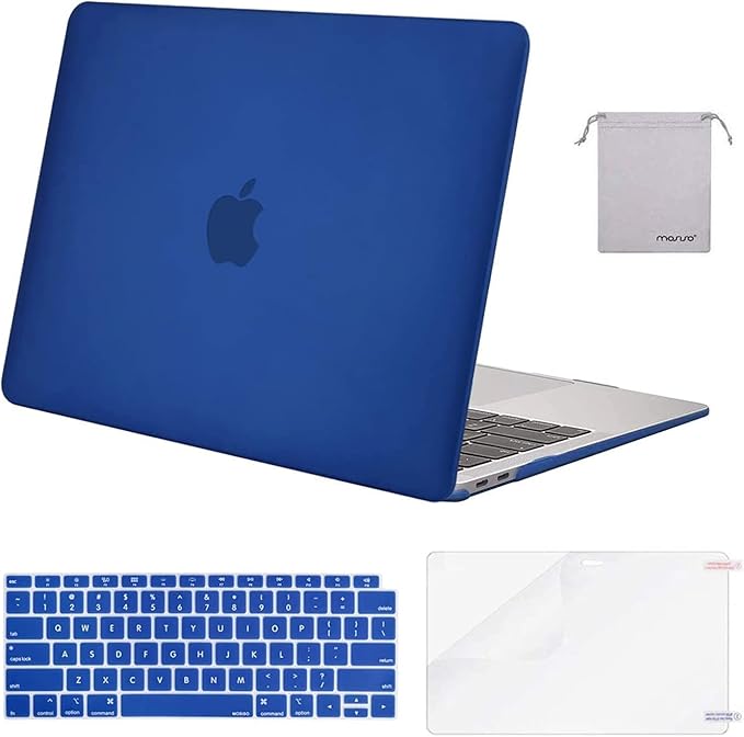 MOSISO Compatible with MacBook Air 13 inch Case M1 Chip 2021-2018 Release A2337 A2179 A1932, Plastic Hard Shell&Keyboard Cover&Screen Film&Storage Bag for MacBook Air 13.3 inch Case, Royal Blue