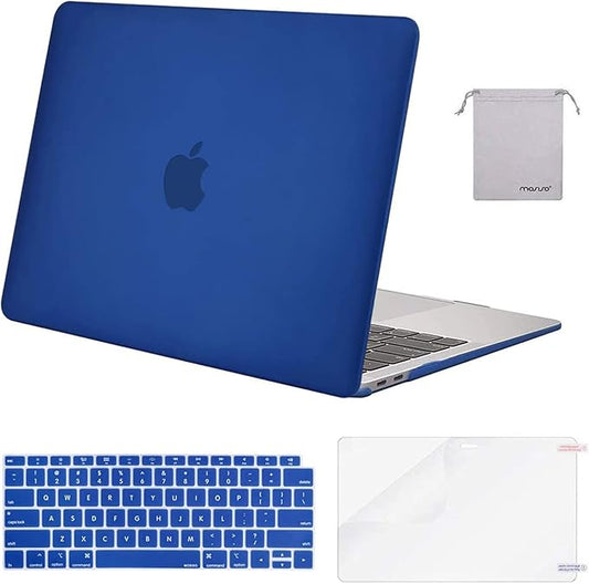MOSISO Compatible with MacBook Air 13 inch Case M1 Chip 2021-2018 Release A2337 A2179 A1932, Plastic Hard Shell&Keyboard Cover&Screen Film&Storage Bag for MacBook Air 13.3 inch Case, Royal Blue