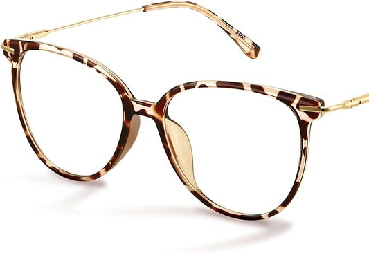 Gaoye Blue Light Blocking Glasses - Trending Round TR90 Frames, Metal Arms, UV400 Protection - Matching Soft Case