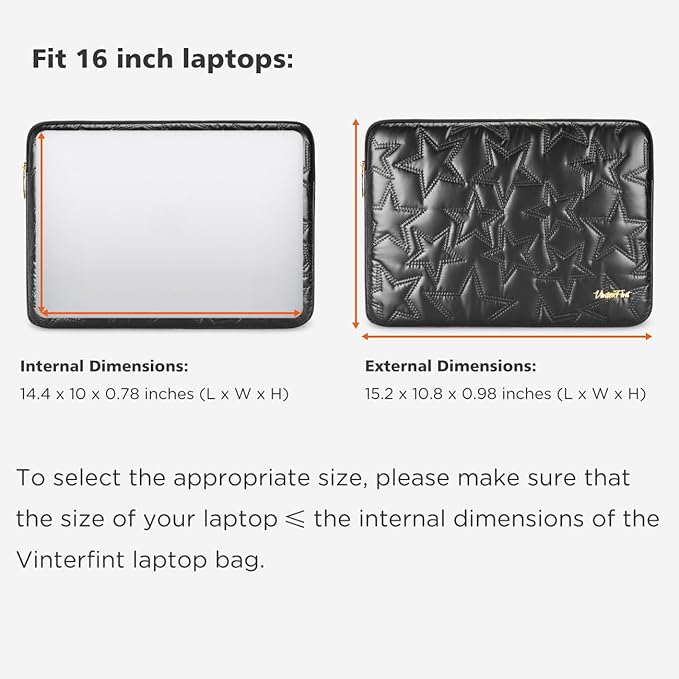 15 16 inch Laptop Sleeve Case for 15" MacBook Pro/Air M5 M4, 16" MacBook Pro M5 M4 Max, 15" Surface Laptop 6, 15" IdeaPad Slim 5i Gen 9 ｜ 3i Gen 8/9, 16" XPS 16, HP Laptop Bag Cover, Black