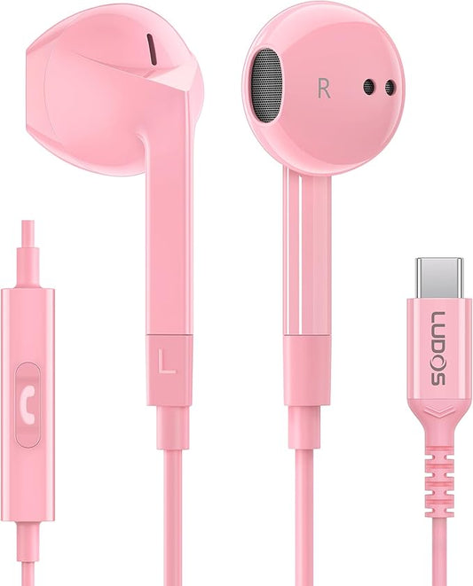 LUDOS FEROX USB C Headphones for iPhone 17 16 15 Pro Max Plus Air iPad Pro, 5 Years Warranty, USB-C Earbuds for Samsung Galaxy S24 S23 Ultra S22 S21 FE S20 Z Flip 3 Fold 4 A53, USB Type C Earphones