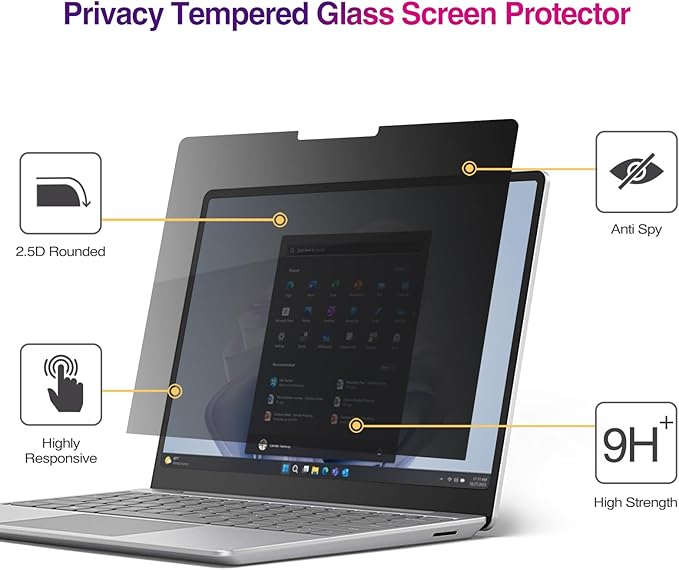 ProCase Microsoft Surface Laptop Go 3/2/1 12.4 Inch Privacy Screen Protector, Anti-Spy Tempered Glass Screen Film Guard for 12.4" Surface Laptop Go 2023/2022/ 2020