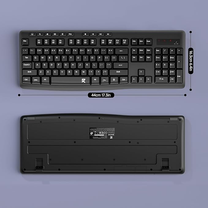 Redragon Wireless Keyboard, 2.4G Full-Sized Ergonomic Wireless Computer Keyboard with 10 Individual Multimedia Keys, Spill Resistant, for Mac OS Desktop/Laptop/PC BK7367