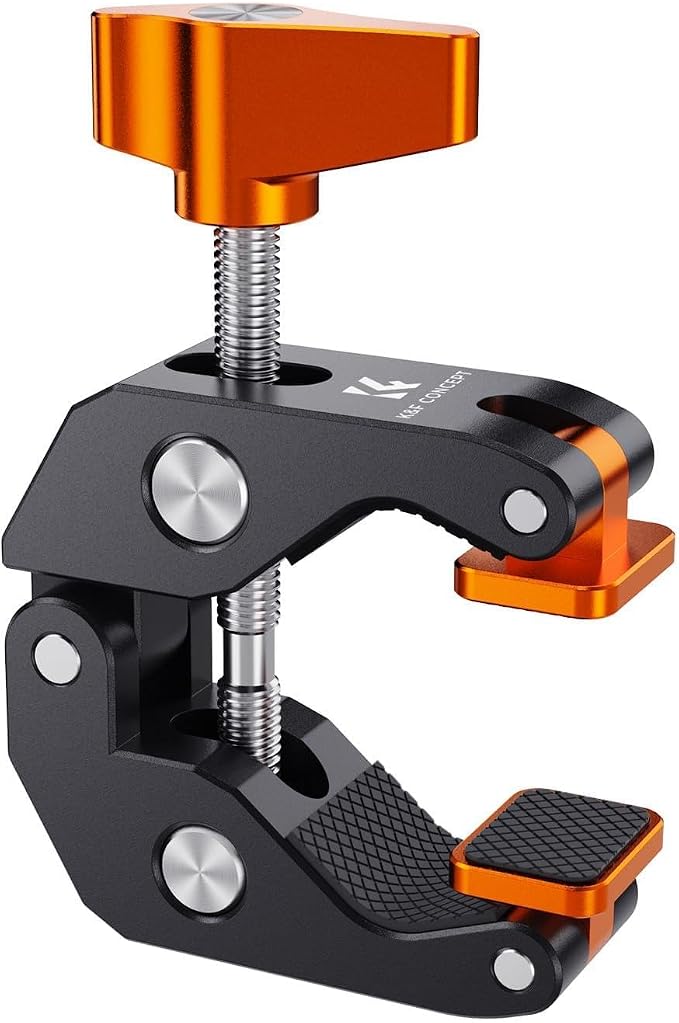 K&F CONCEPT Camera Mount Clamp, Super Crab Clamp with Rotatable Clamping Block, 1/4" and 3/8" Thread Holes for Round Pipe Flat Surface, Camera Mounts, and Other Photographic Accessories by KFCONCEPT