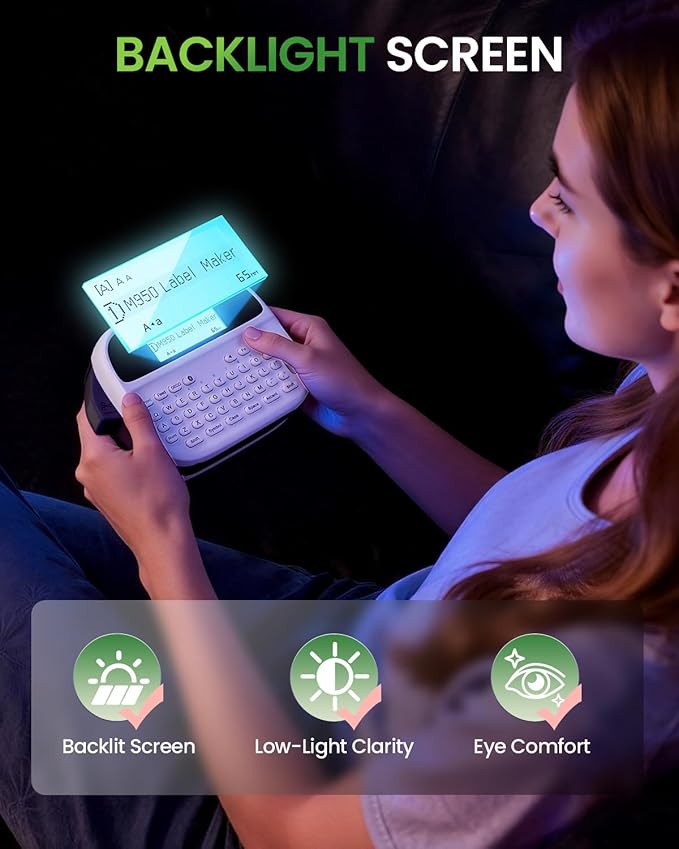 Label Maker Machine with-Tape, Rechargeable Backlit Portable Label Maker, Handheld Labeler Machine with Tapes, QWERTY Keyboard & APP Connectivity for Teachers Gift, for Label Jars Containers Bottle