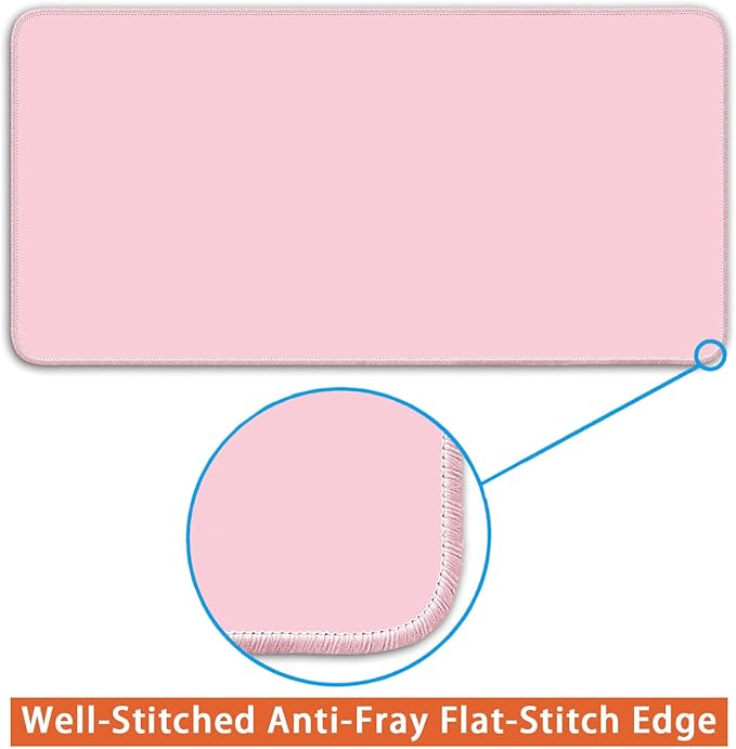 Large Mouse Pad, Non-Slip Desk Blotter, Office & Gaming, Pastel Pink, 24x12 inch