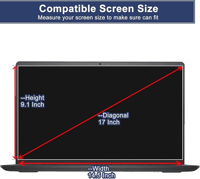 Anti-Blue Light & Anti-Glare Screen Protector for 17" 16:10 Aspect Ratio Laptops (Dell/ASUS/Lenovo/Acer/MSI/LG Gram) | UV Blocking Filter with Blue Light Spectrum Protection | Eye Care Film (not fit 17.3 inch16:9)