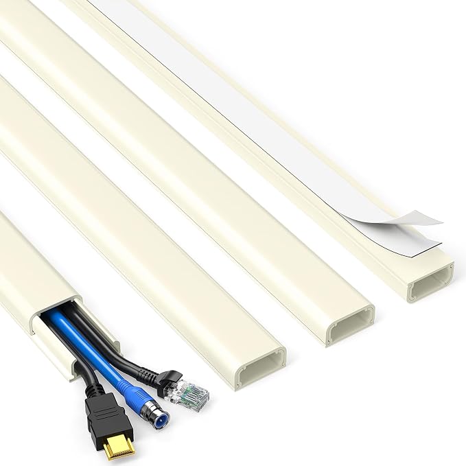 Delamu Beige Cord Hider, 56.7in Beige Cable Hider, Cord Covers for Wires on Wall, Wire Hider Wire Covers for 2-3 Cords for TV on Wall, Easier Setup Cable Cover Management, 4X L14.2 W0.94 H0.47in by DELAMU