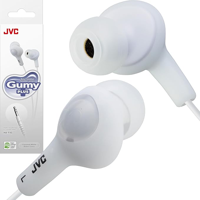 JVC HAFX5W Gumy Plus Inner Ear Headphones (White)