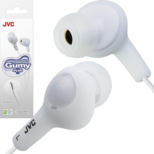 JVC HAFX5W Gumy Plus Inner Ear Headphones (White)