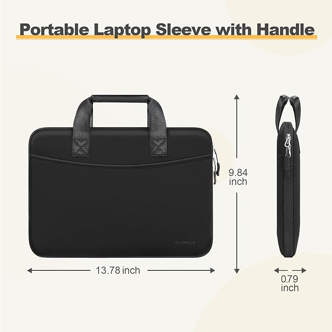Laptop Case 13.3 inch,13-13.3 inch Laptop Sleeve Bag Compatible with MacBook Neo 13/Air 13 13.6/Pro 13/Pro 14,HP Dell ASUS Lenovo Notebook,Neoprene Computer Bag with Handle&Curved Pocket,Black