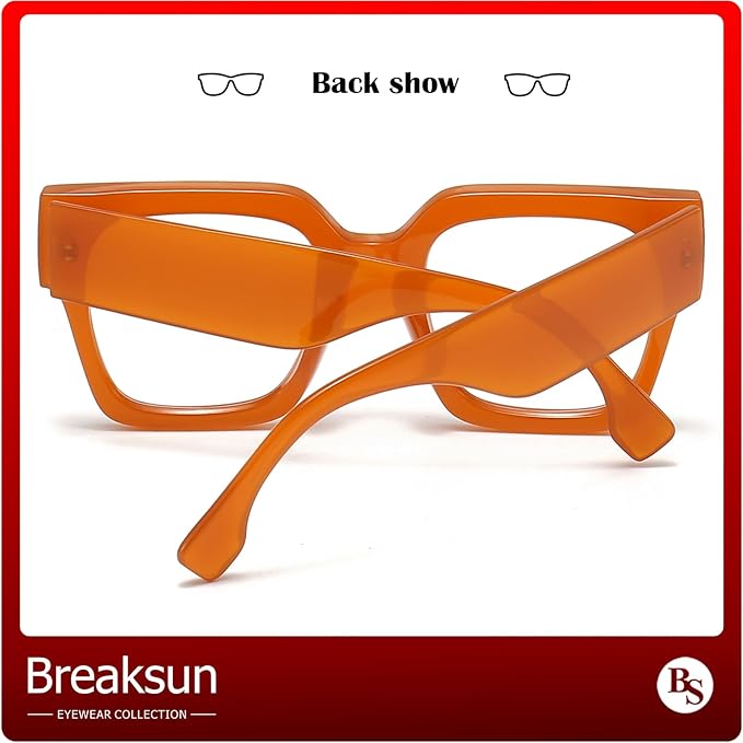 Breaksun Fashion Oversized Blue Light Blocking Glasses for Women Men Trendy Big Square Frame Computer Eyeglasses