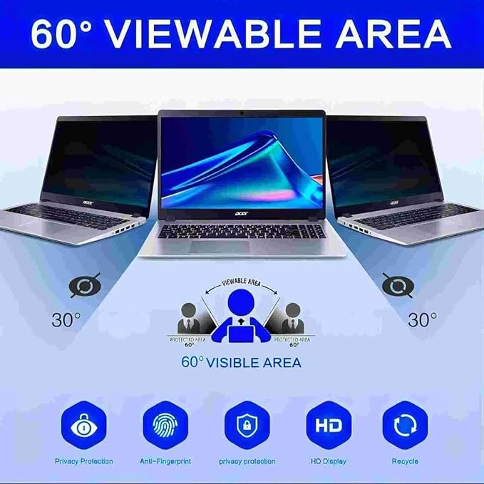 15.6-inch magnetic privacy screen, suitable for laptops with a 16:9 detachable anti-glare filter, reduces blue light/compatible with HP, Dell, Acer, Asus, Samsung, Lenovo and other laptops.