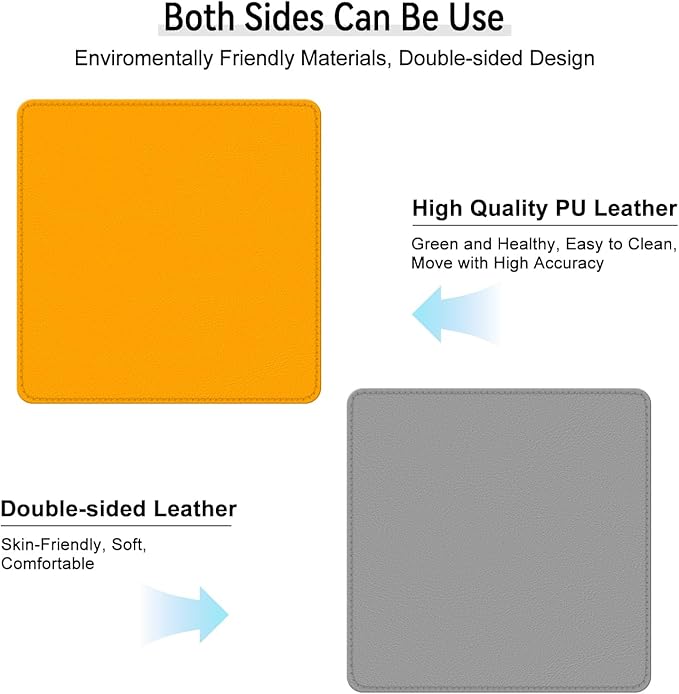 Dual Sided Leather Desk Mat - Waterproof Desk Pad - Ideal for Large Mouse Pad and Desk Mats on Top of Desks (Yellow, 11"*8")