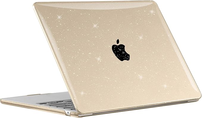 EooCoo Case Compatible with MacBook Air 13 inch M5 2026-2022 Release M4 M3 M2 A3449 A3240 A3113 A2681, Glitter Hard Shell&Keyboard Skin Cover&Screen Protector for Mac Air 13.6 inch, Sparkly Starlight