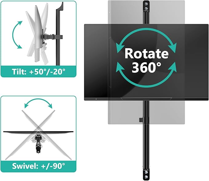WALI Vertical Dual Monitor Wall Mount, Stacked Monitor Wall Mount for 17-49 Inch 2 Screens 44lbs each with Height Adjustment Heavy Duty Sturdy Steel Tilt Swivel Rotate Flexibility VESA 75x75/100x100mm
