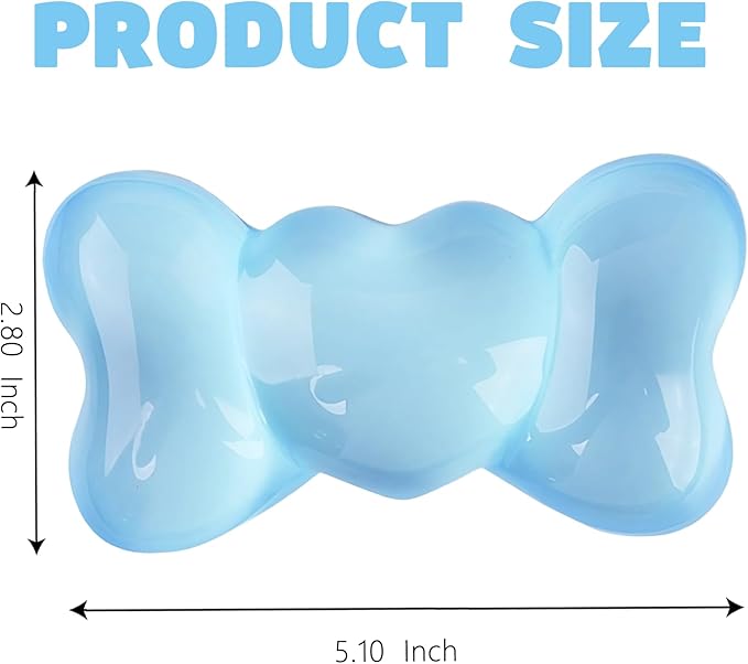 Gel Wrist Rest for Keyboard and Mouse Transparent Blue Bow Elbow Pad Cushion Ergonomic Cute Clear Cool Heart Mouse Wrist Pad Silicone Non-Slip Support for Computer Gaming Home Office Women Hand Pillow